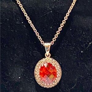 Gold and Red Pendant Necklace